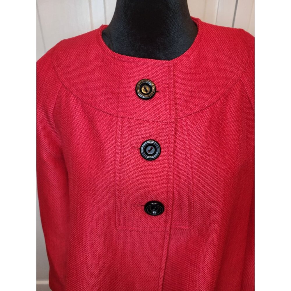 Perceptions Petite Red Swing Tailored Jacket 14P Twee Retro Old Money Ladylike - Picture 4 of 9